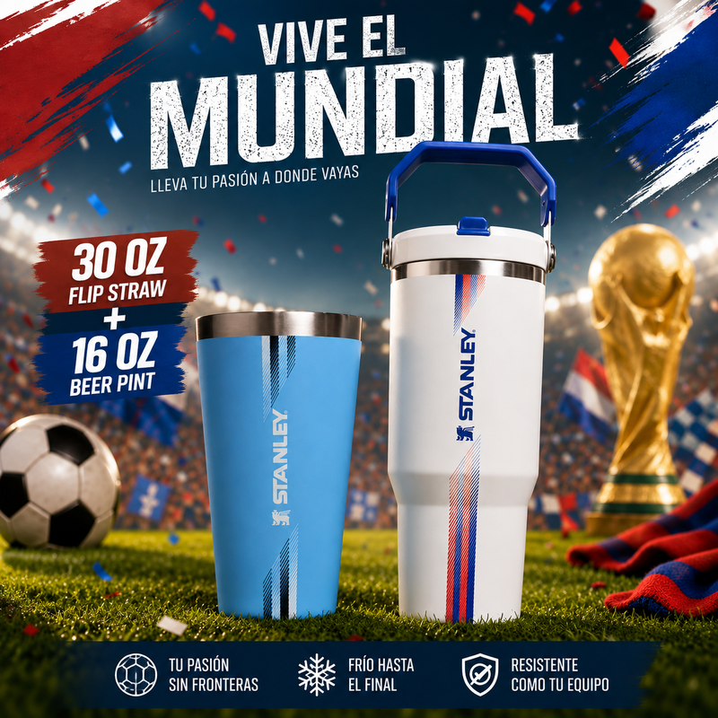 KIT STANLEY MUNDIAL 30OZ FLIP STRAW + 16OZ BEER PINT